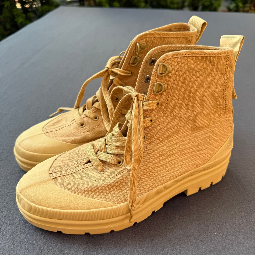 Everlane Utility Boot Tan Canvas Lug Sole High Top Womens 9
